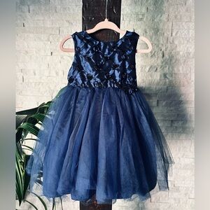 Marmellata Midnight Blue Tulle Crinoline Rosette Fancy Formal Dress 18 Months